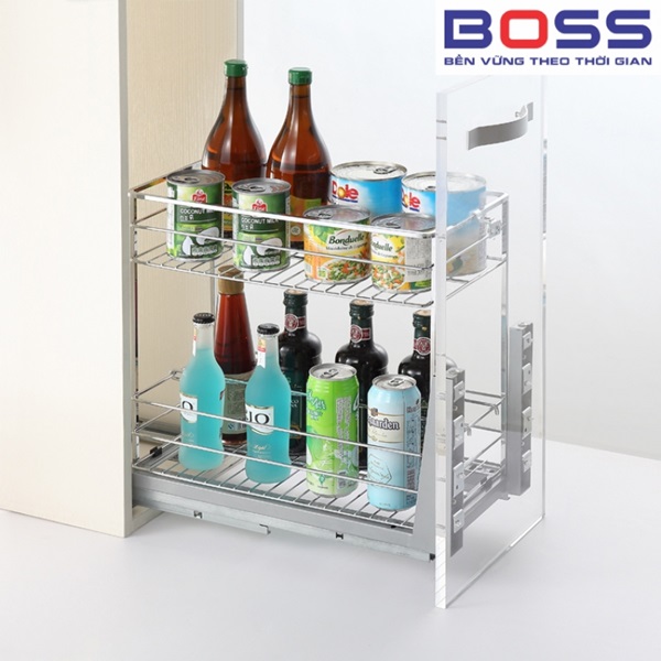 GIÁ GIA VỊ NAN DẸT INOX 304 MỜ RAY ÂM GIẢM CHẤN BOSS BGVIP 1630